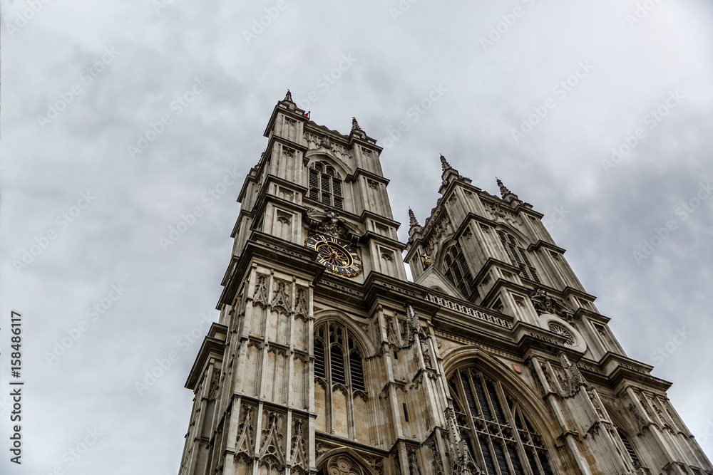 Special view of Westminster Abbey on a cloudy day, London