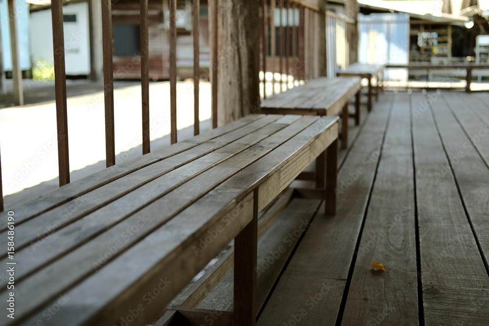 Obraz premium long bench wood for sit waiting