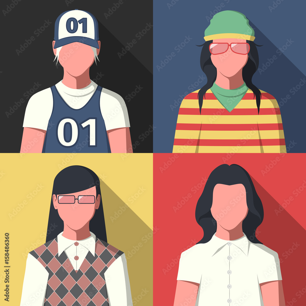 User profile picture in flat style. Avatar icons of different people ...