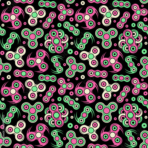 Seamless pattern with image of hand spinner toys