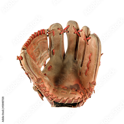 baseball glove over white