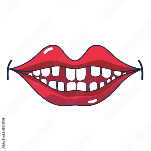 happy mouth with teeth design icon