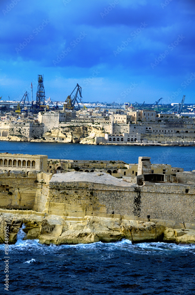 Sea view at the fortress and port Valletta,Malta