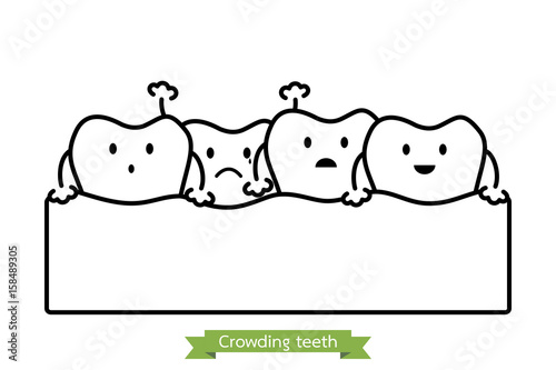 crowding teeth ( malocclusion ) - cartoon vector outline style