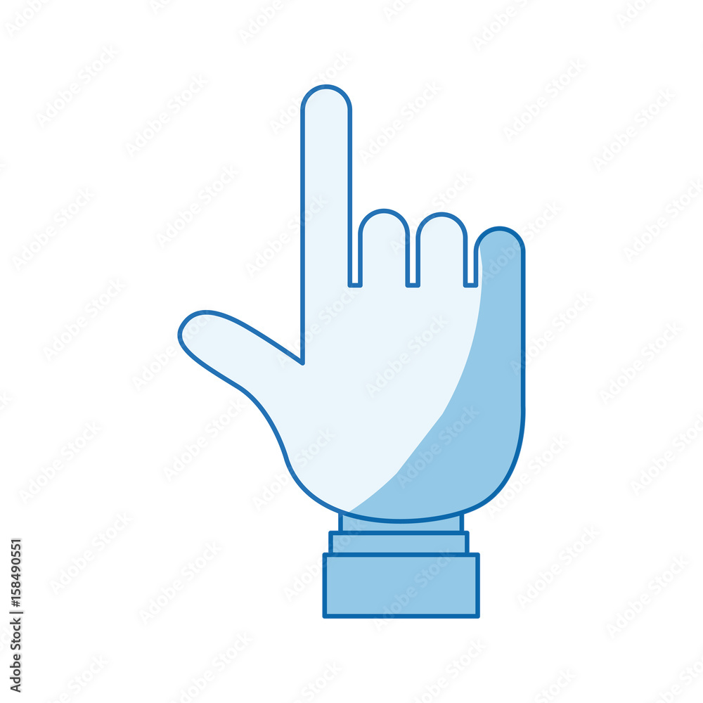 blue color shading silhouette hand pointing to front with shirt sleeve vector illustration blue color shading silhouette hand pointing to front with shirt sleeve vector illustration