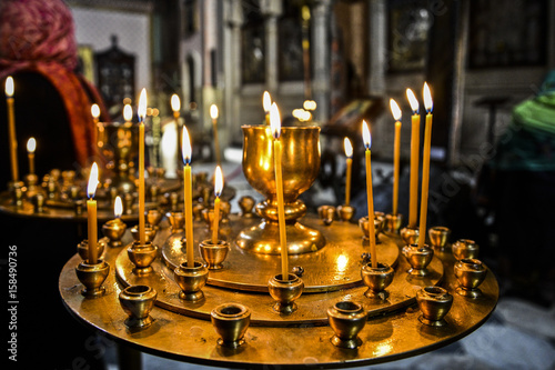 Candles in orthodox church in georgia.
