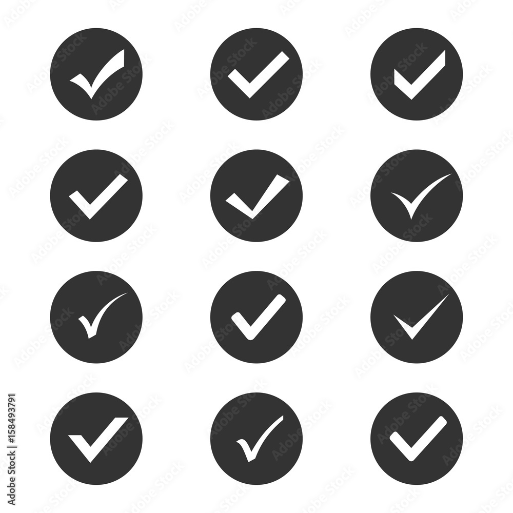 Check mark set, vector illustration