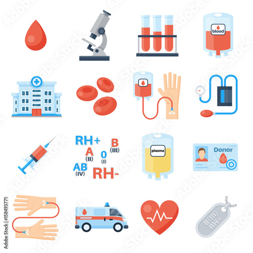 Blood donation full icon set