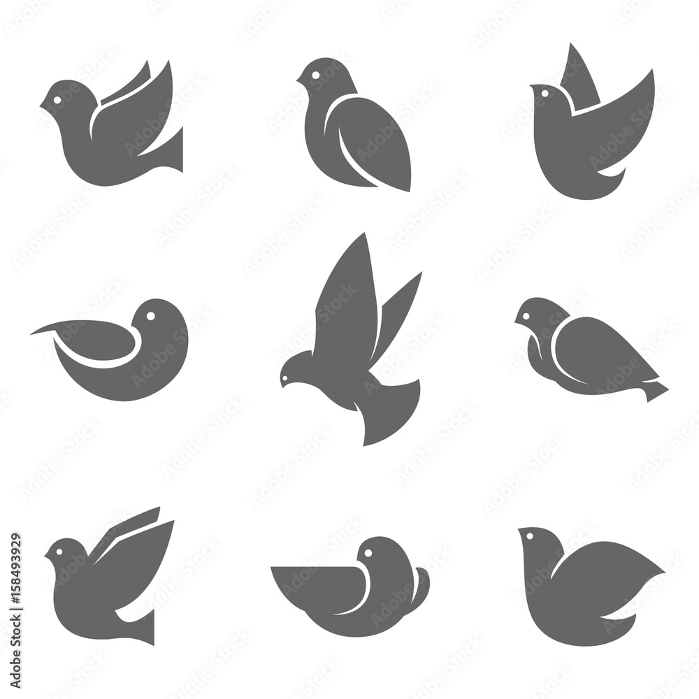 Dove grey silhouette on white Dove grey silhouette on white