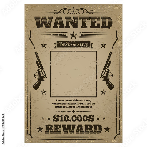 Wanted poster with rough texture