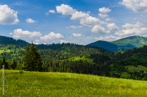 Background of Carpathian mountains landscape in Ukraine