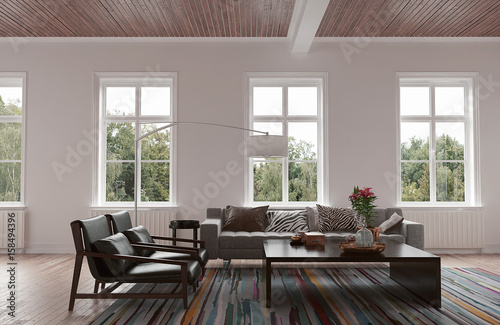Fototapeta Naklejka Na Ścianę i Meble -  Scandinavian living room interior with couch