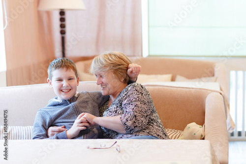 Grandmother Grandson Family Reading Leisure photo