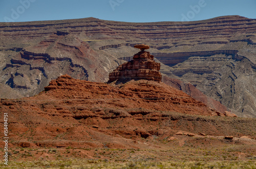 famous Mexican Hat rock in the desert between Arizona and Utah U.S. Route 163 National Scenic Byway, Mexican Hat, San Juan County, Utah, United States