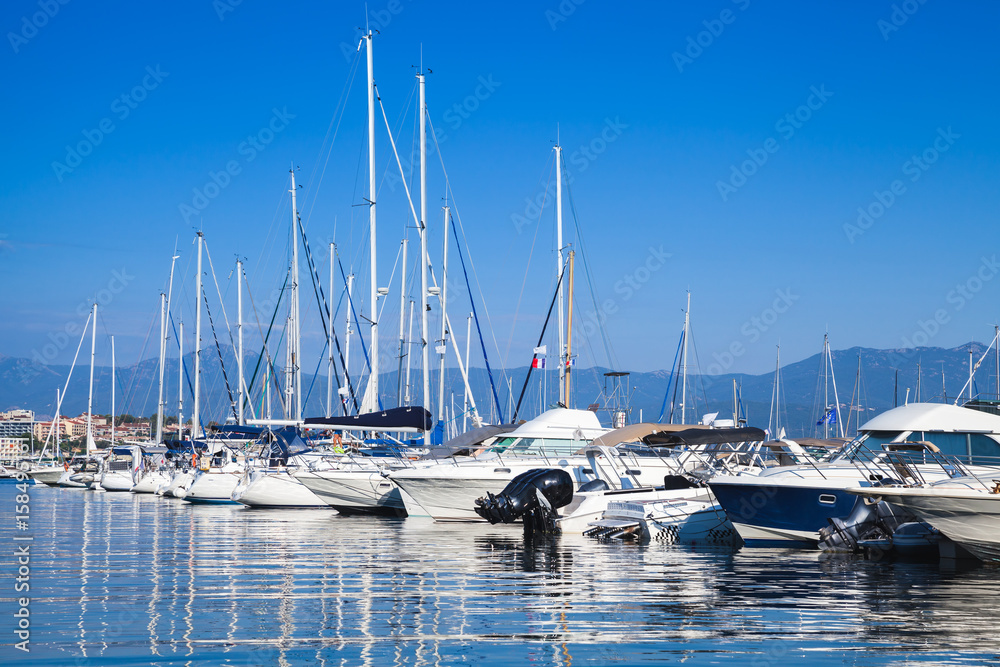 Obraz premium Yachts and boats moored in marina of Ajaccio