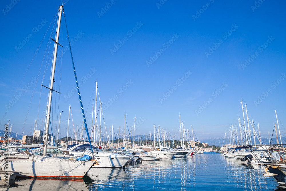 Yachts moored in marina of Ajaccio