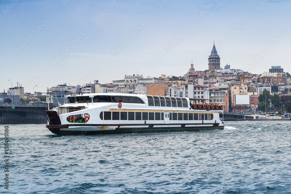 Passenger ferry goes on Golden Horn, Istanbul