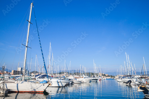 Yachts moored in marina of Ajaccio