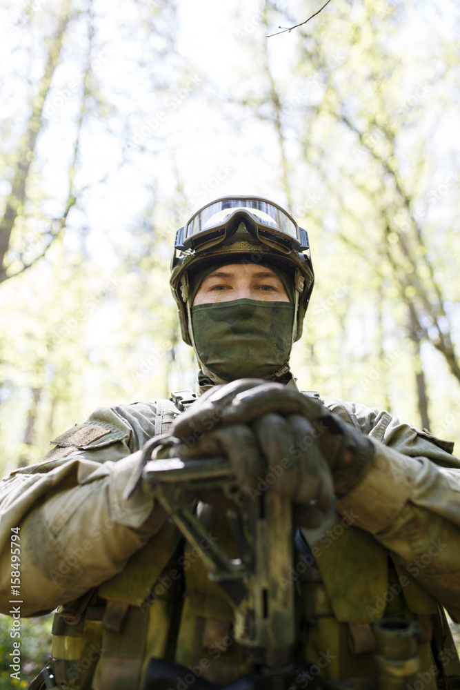 Photo of soldier in helmet