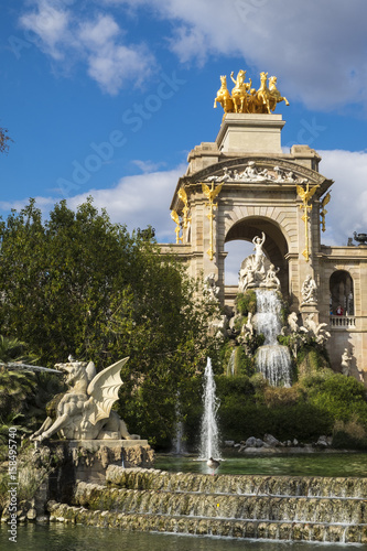 Fountain cascade designed by Josep Fontsere in Ciutadella Park in Ciutat Vella Barcelona