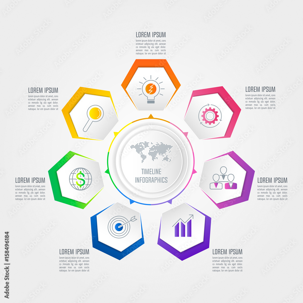 infographic design business concept with 7 options. infographic design business concept with 7 options.