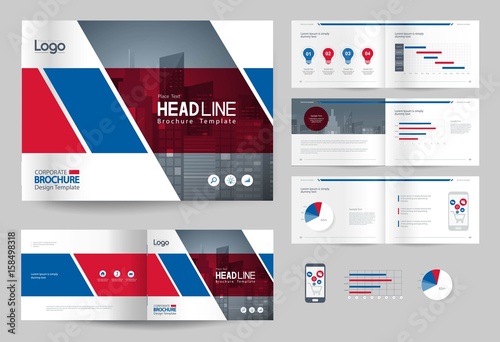 business brochure design template and page layout for company profile, annual report,with page cover design background