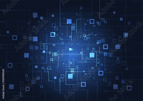Digital Data of Network Technology connections in space with particles, big data, computer generated abstract background. Vector Illustration
