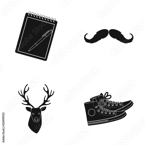 Hipster, fashion, style, subculture .Hipster style set collection icons in black style vector symbol stock illustration web.