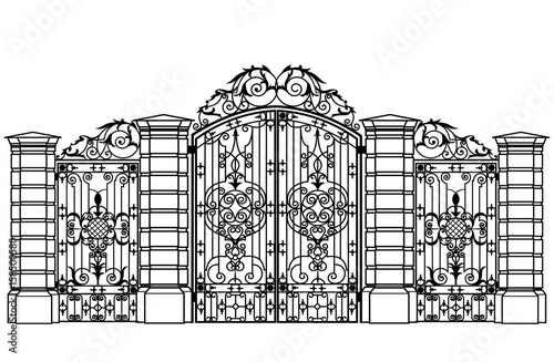 forged iron gate and wiсket door