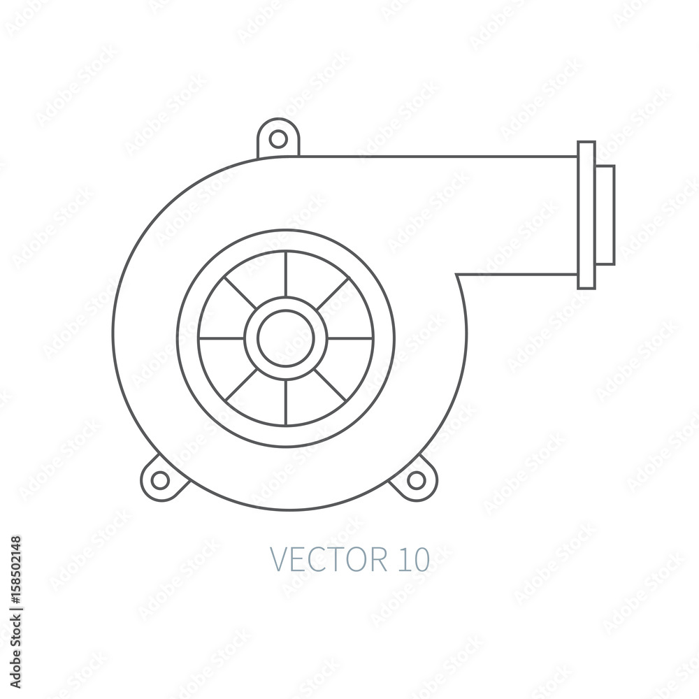 Line flat vector icon car repair part - turbine. Internal combustion engine  elements. Industrial. Cartoon style. Illustration and element for your  design. Monochrome. Auto service. Maintenance. Power. Stock Vector | Adobe  Stock