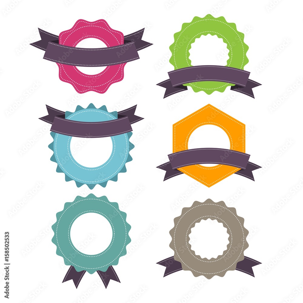 Set of Winning award, prize, medal or badge flat icon