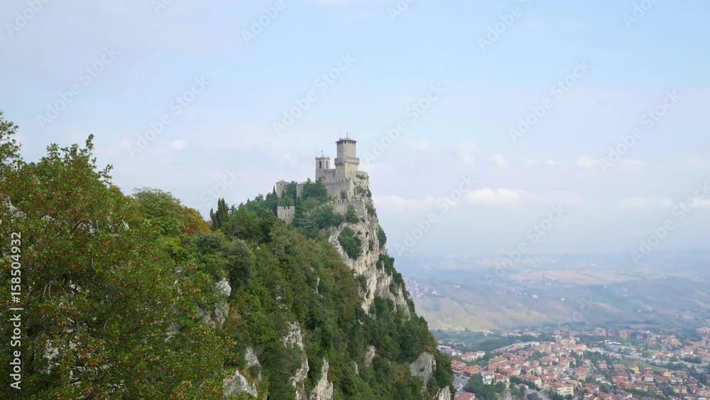 Time lapse of San Marino and Rocca della Guaita, the most ancient fortress of San Marino, Italy. Time lapse of San Marino and Rocca della Guaita, the most ancient fortress of San Marino, Italy.