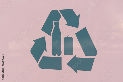Recycling Symbol Sign Blue On A White Background photo