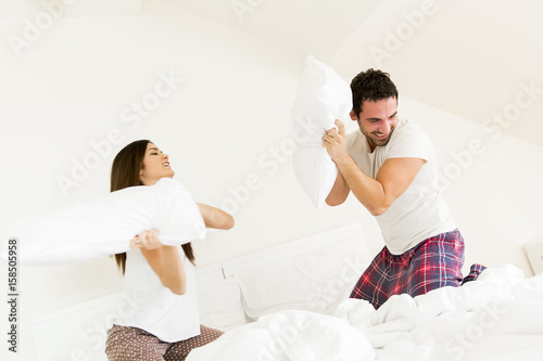 Couple having fun with a pi...