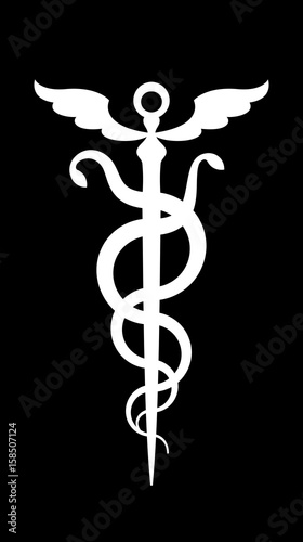 CADUCEUS. Mercury's wand / Apollo Staff. The Symbol of Transformation, Metamorphoses, Synthesis and The Emblem of Commerce, Reconciliation, Healing. (Mystic Sign).