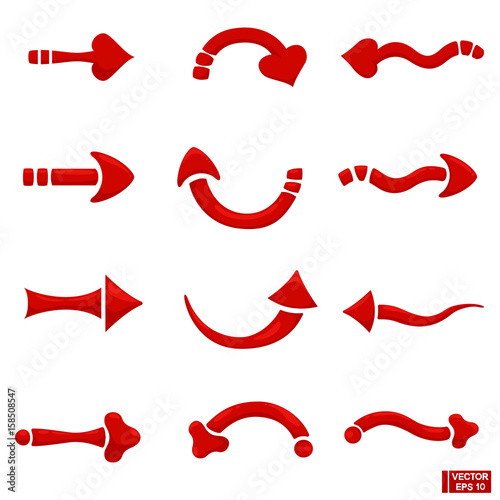 Arrows pointers red set