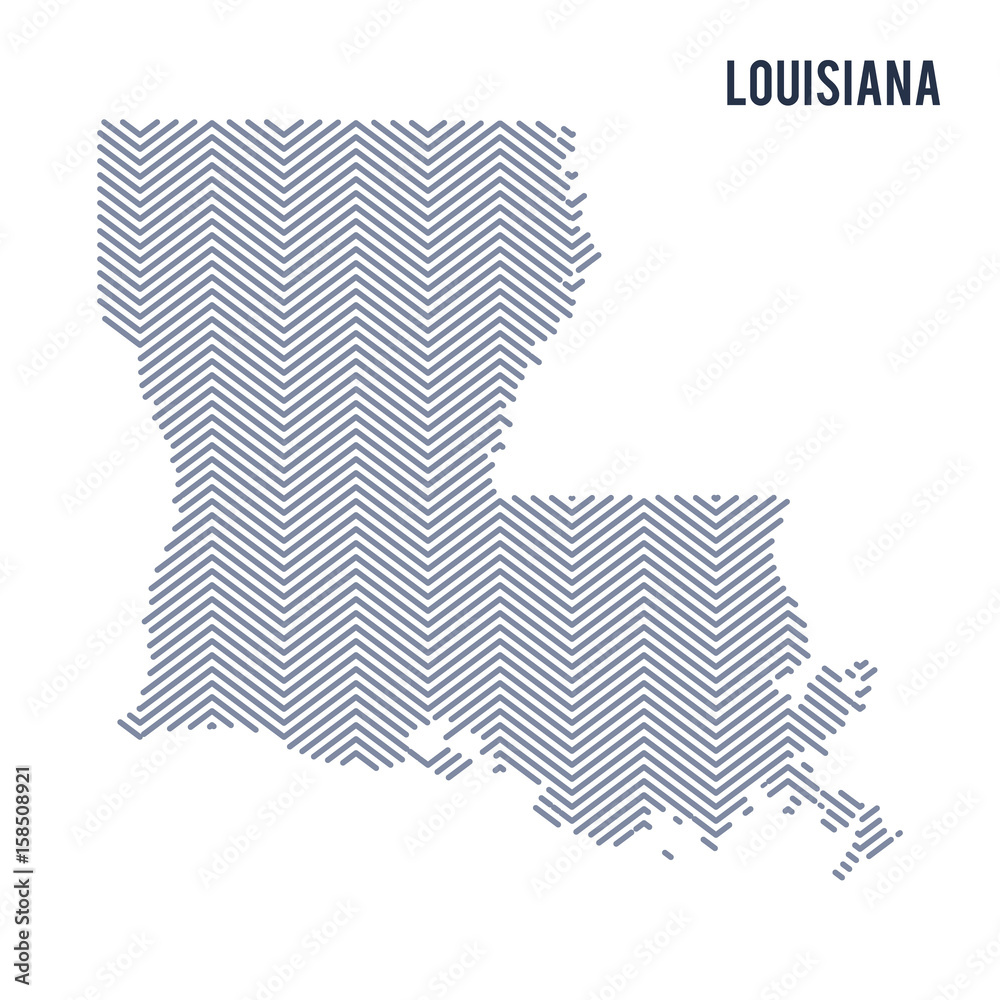 Vector abstract hatched map of State of Louisiana isolated on a white background.