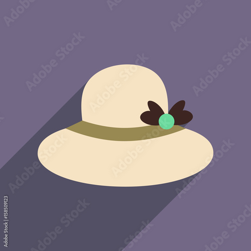 Flat icon with long shadow women hat