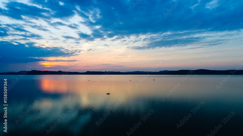 Aeriaal view, Lake Balaton in the sunset Aeriaal view, Lake Balaton in the sunset