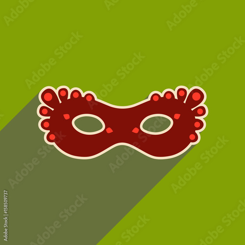 Flat web icon with long shadow Carnival mask