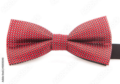 light, red retro bow with lines on white isolated on white background