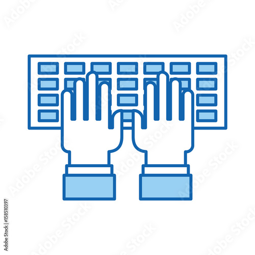 computer keyboard with hands user vector illustration design