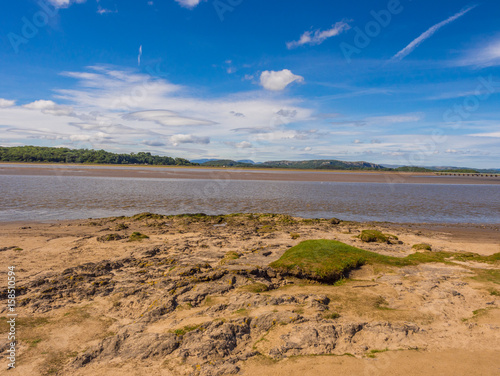 Rocky shore uncovered at low tide at Arnside, Lancashire, UK