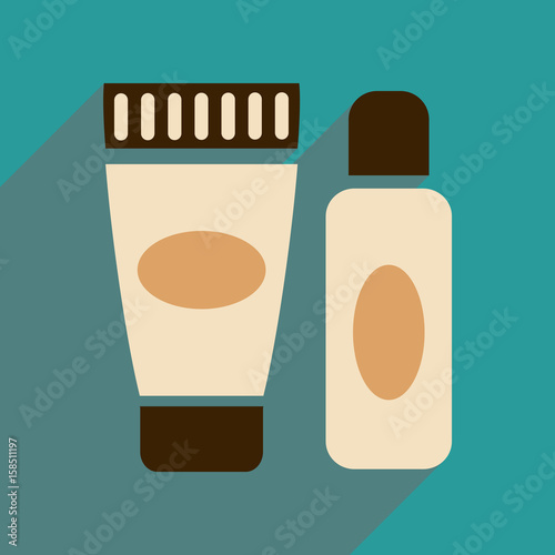 Flat icon with long shadow cream and shaving gel