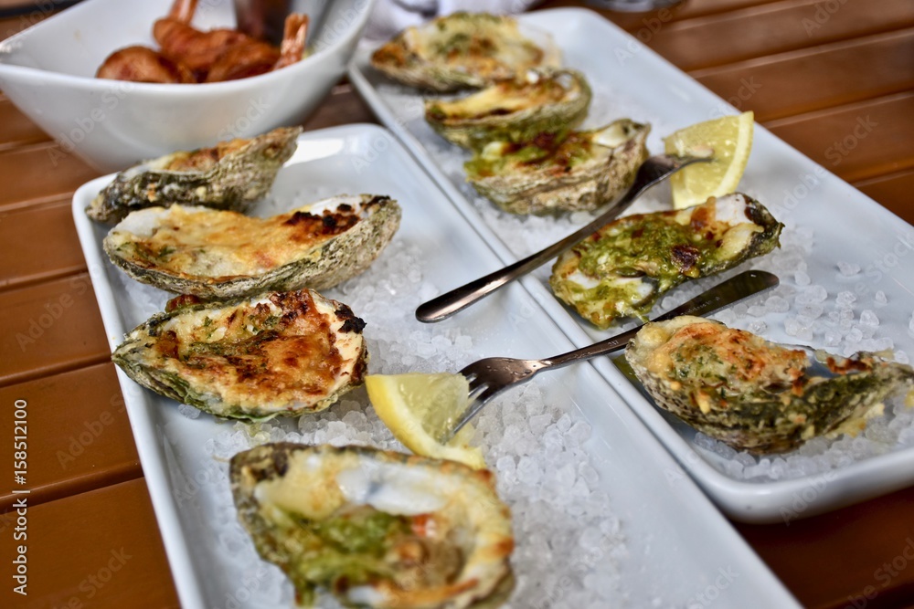 Oysters Rockefeller on a half shell