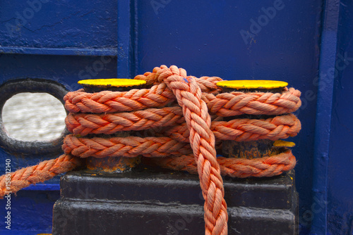 Orange rope on boat