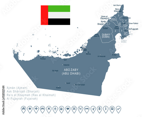 United Arab Emirates - map and flag – illustration