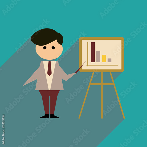 Flat web icon with long shadow businessman presentation