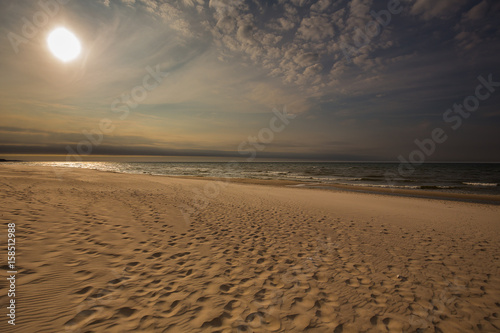 Foggy sunrise over the Baltic sea in Jastrzebia Gora photo