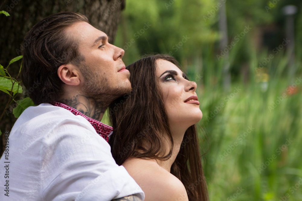 Couple in love. Guy with girl in nature. Couple in love. Guy with girl in nature.